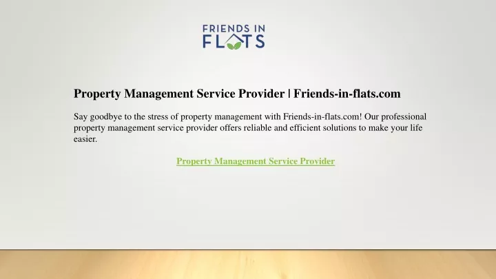 property management service provider friends