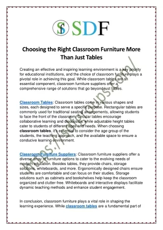 Choosing the Right Classroom Furniture More Than Just Tables