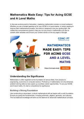 Mathematics Made Easy_ Tips for Acing GCSE and A Level Maths