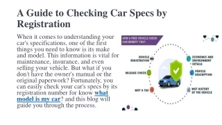 A Guide to Checking Car Specs by Registration