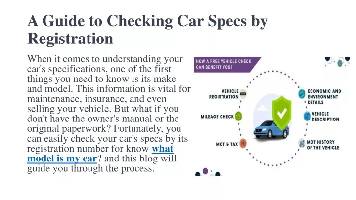 a guide to checking car specs by registration