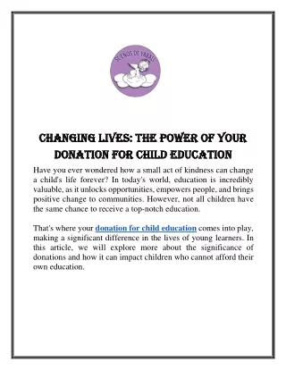Changing Lives The Power of Your Donation for Child Education