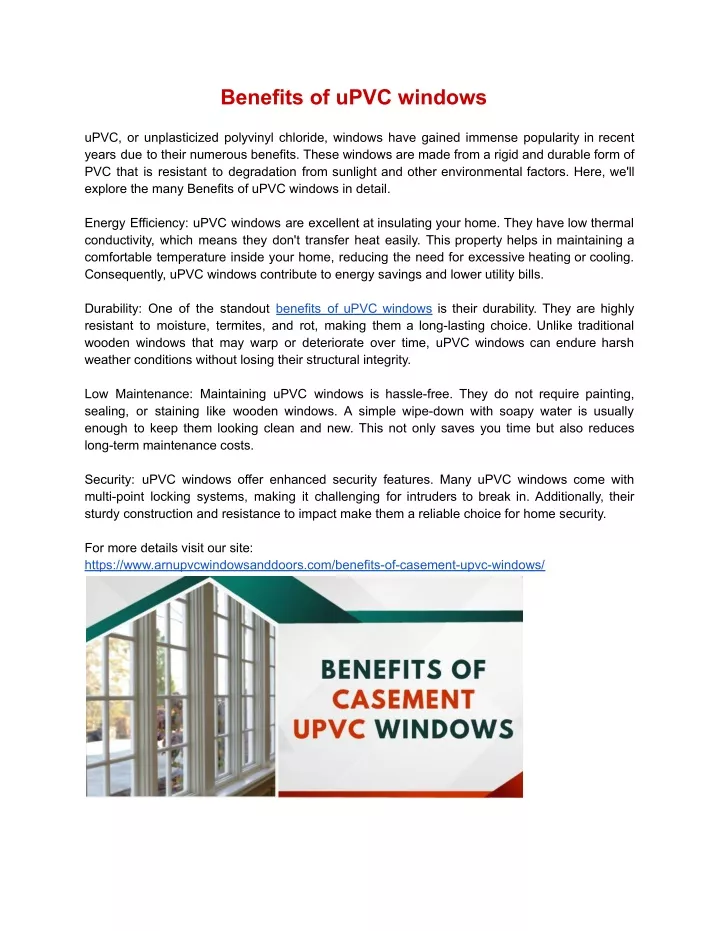 benefits of upvc windows