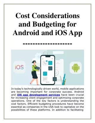 Cost Considerations and Budgeting for Android and iOS App