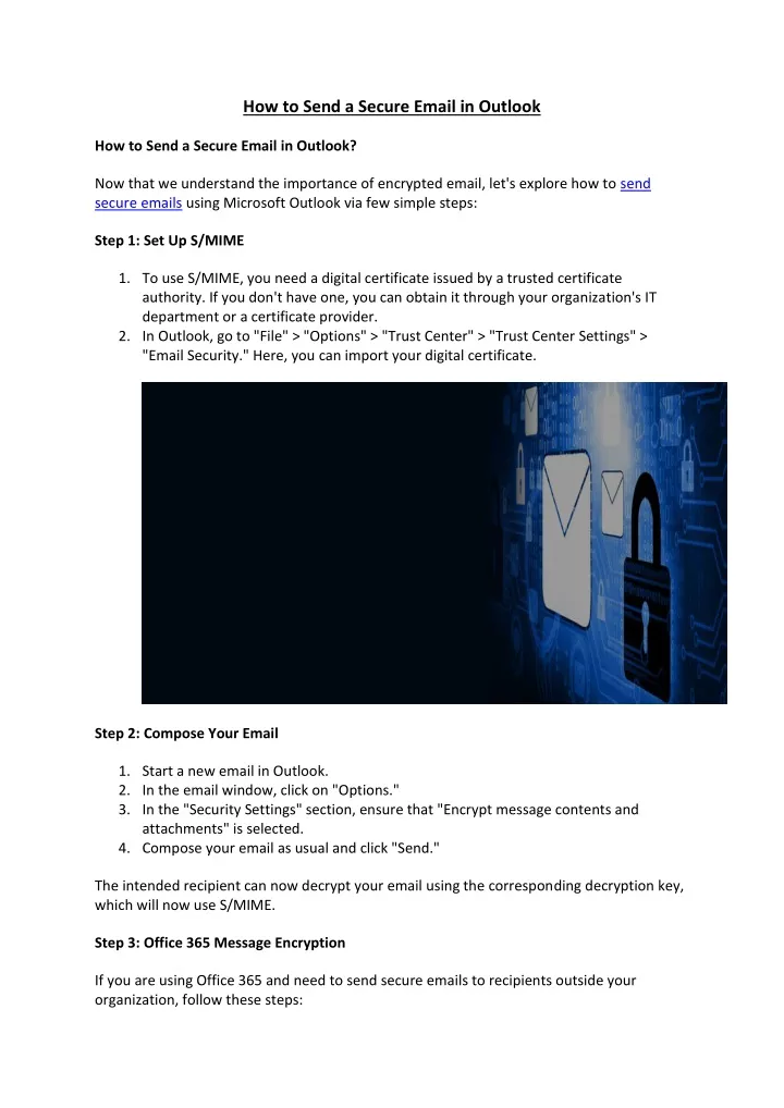 how to send a secure email in outlook