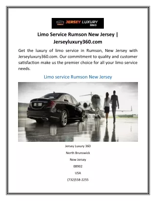 Limo Service Rumson New Jersey  Jerseyluxury360.com