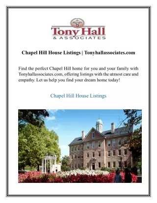Chapel Hill House Listings  Tonyhallassociates