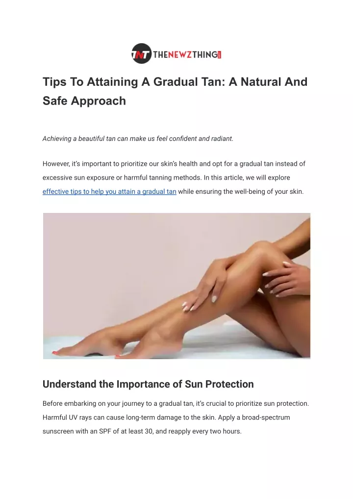 tips to attaining a gradual tan a natural