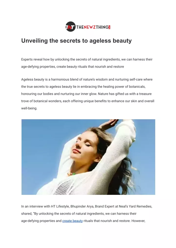 unveiling the secrets to ageless beauty