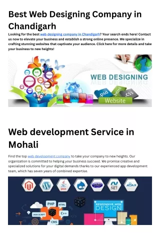 Best Web Designing Company in Chandigarh