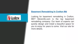 Basement Remodeling in Crofton Md | Gloremllc.com