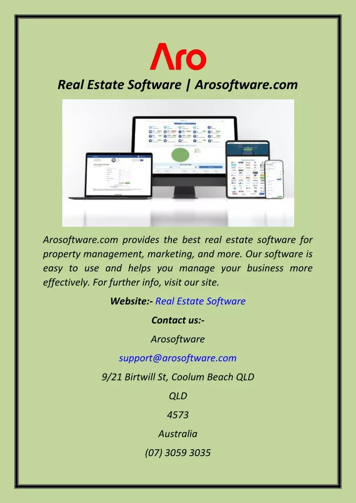 real estate software arosoftware com