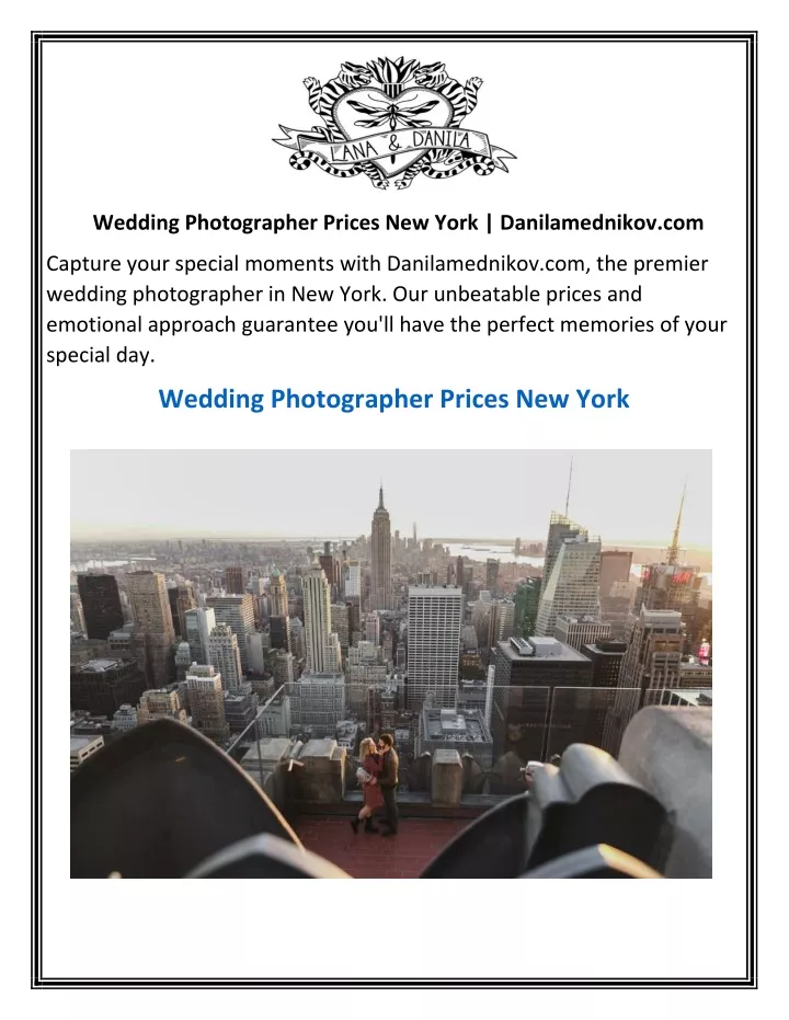 wedding photographer prices new york