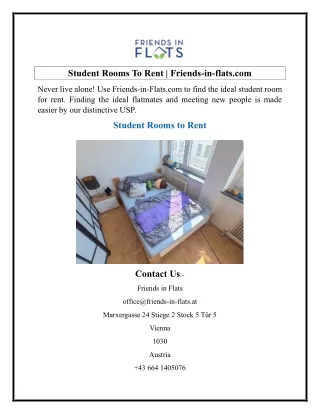 Student Rooms To Rent  Friends-in-flats.com