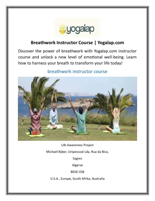 Breathwork Instructor Course Yogalap.com