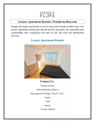 Luxury Apartment Rentals  Friends-in-flats.com