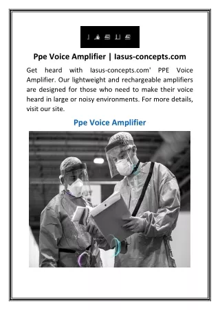 Ppe Voice Amplifier  Iasus-concepts.com