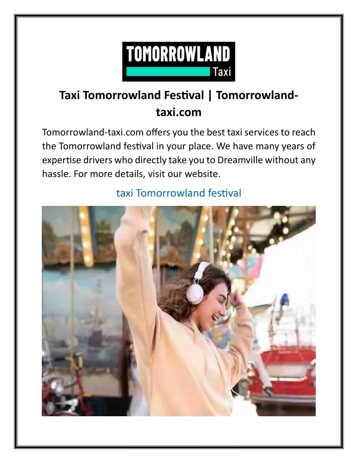 taxi tomorrowland festival tomorrowland taxi com