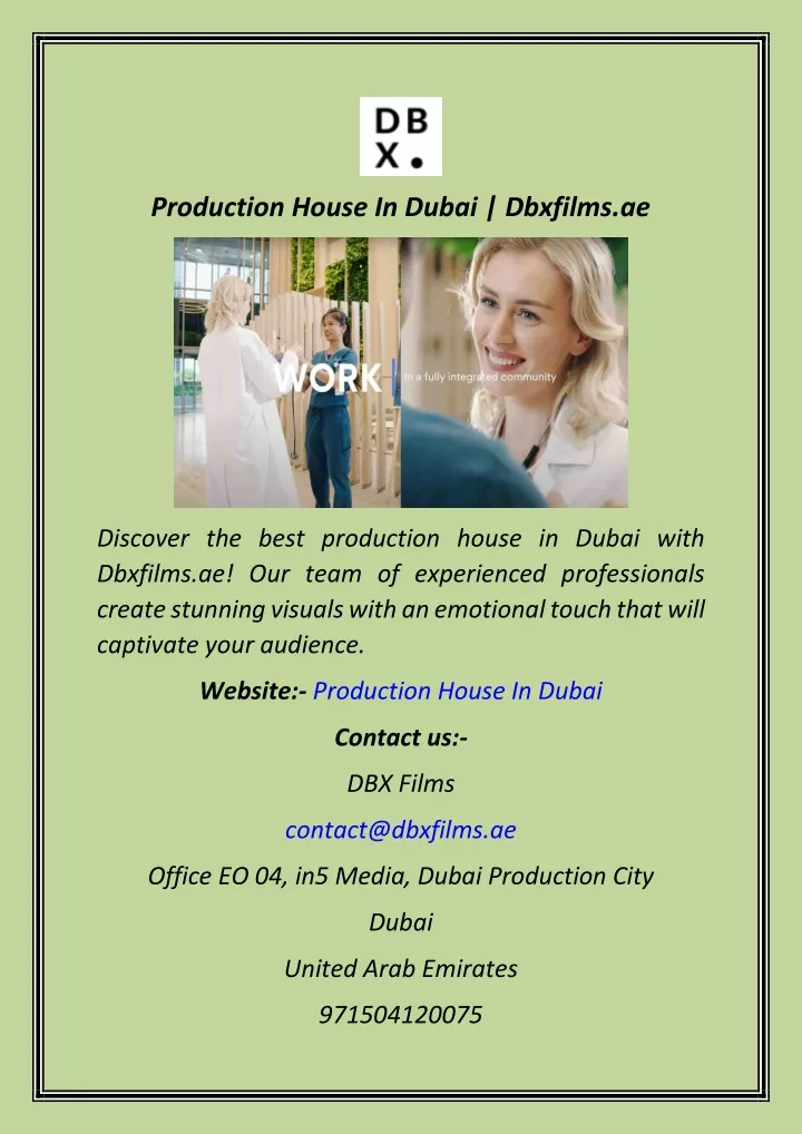 production house in dubai dbxfilms ae