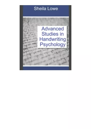 Download Advanced Studies In Handwriting Psychology Volume I For Ipad