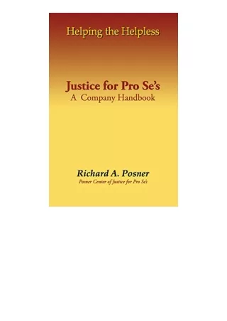 Download Helping The Helpless Justice For Pro Ses A Company Handbook For Ipad