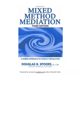 Download Pdf Mixed Method Mediation A Hybrid Approach To Conflict Resolution For