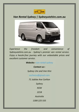 Van Rental Sydney  Sydneyutehire.com