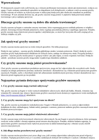 Grzyby suszone a problemy trawiennego - jak mogą pomóc?