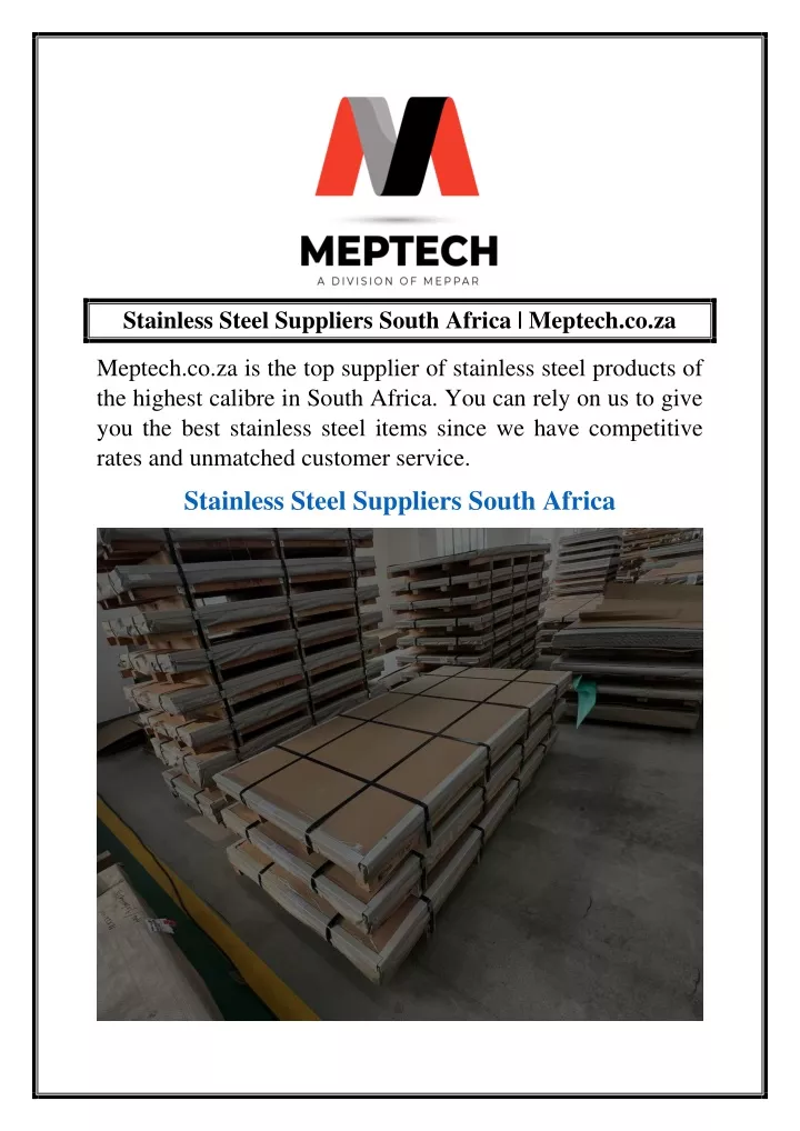 stainless steel suppliers south africa meptech
