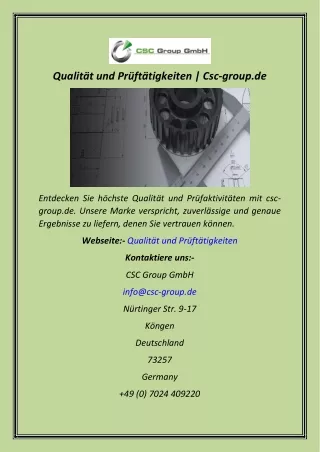 Qualität und Prüftätigkeiten  Csc-group.de