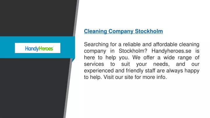 cleaning company stockholm searching