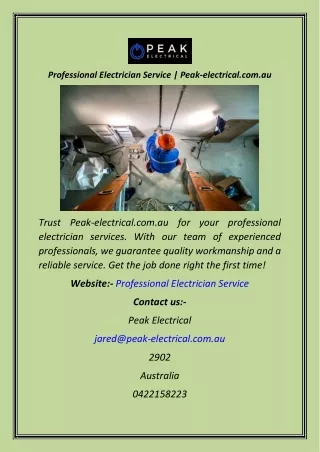 Professional Electrician Service  Peak-electrical.com
