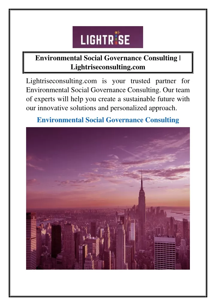 environmental social governance consulting