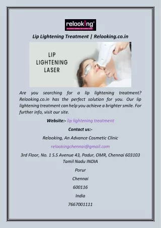 Lip Lightening Treatment  Relooking.co.in