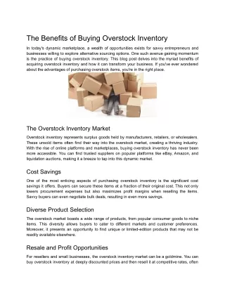 the benefits of buying overstock inventory
