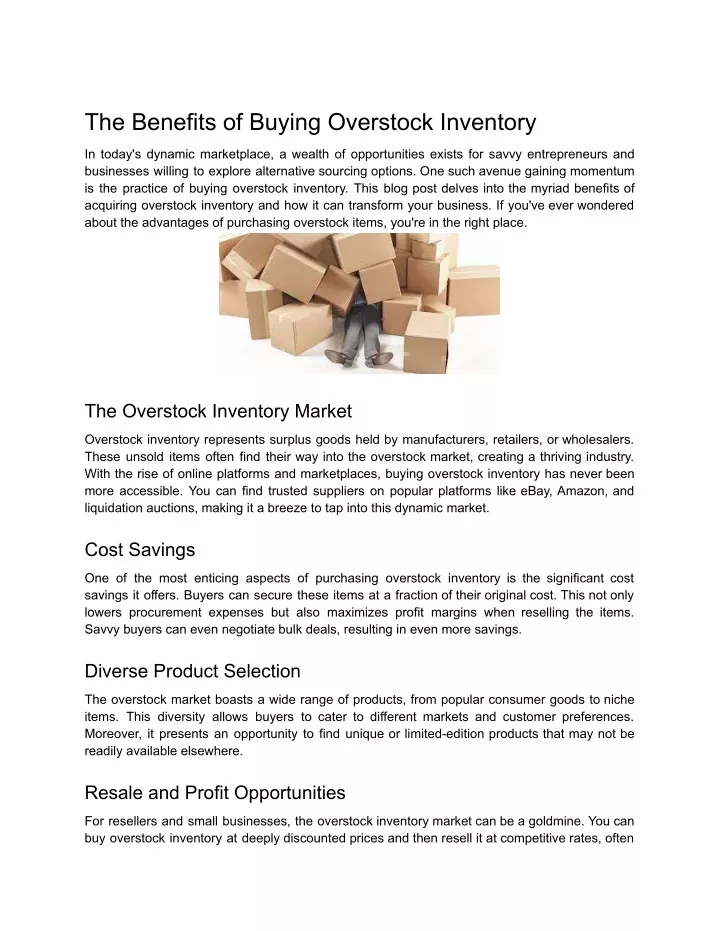 the benefits of buying overstock inventory
