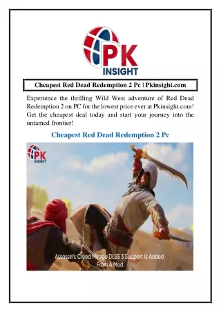 Cheapest Red Dead Redemption 2 Pc  Pkinsight