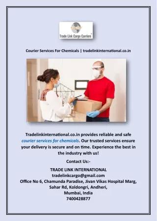Courier Services For Chemicals | tradelinkinternational.co.in
