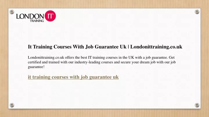 it training courses with job guarantee