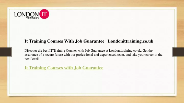it training courses with job guarantee