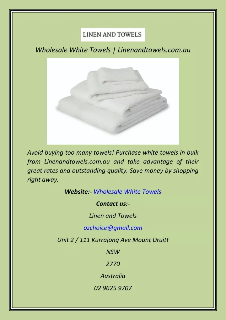 wholesale white towels linenandtowels com au