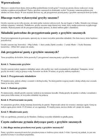 Jak przygotować smaczną pastę z grzybów suszonych?