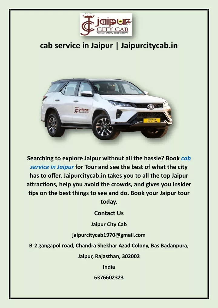 cab service in jaipur jaipurcitycab in