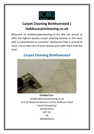 Carpet Cleaning Berkhamsted  Hobbscarpetcleaning.co.uk