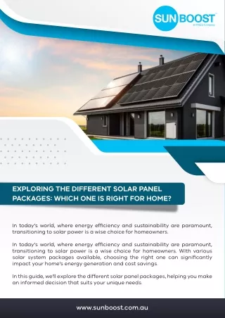 Exploring the Different Solar Panel Packages Which One is Right for Home