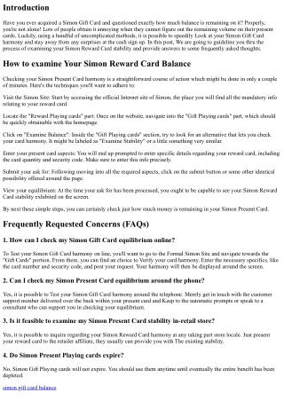 Simon Reward Card Balance: Understand what's Still left on the Card