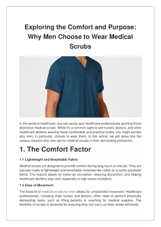 Exploring the Comfort and Purpose Why Men Choose to Wear Medical Scrubs