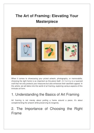 The Art of Framing Elevating Your Masterpiece