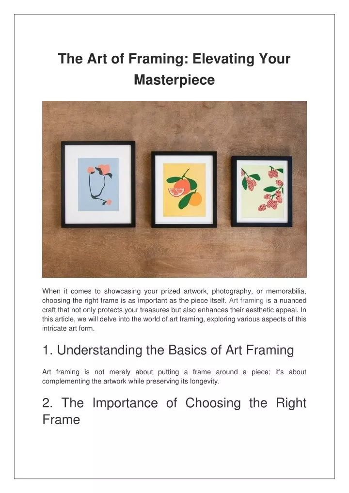 the art of framing elevating your masterpiece