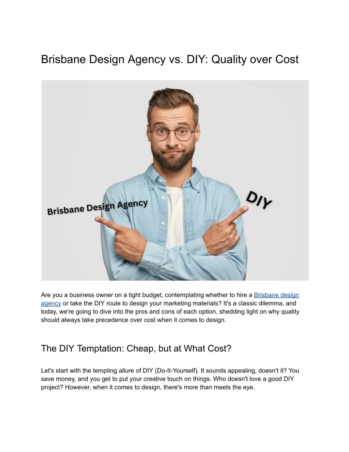 brisbane design agency vs diy quality over cost